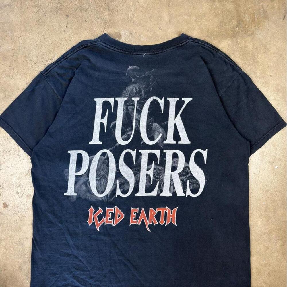 Vintage Iced Earth “F*ck Posers” Black Concert Shirt Gildan
